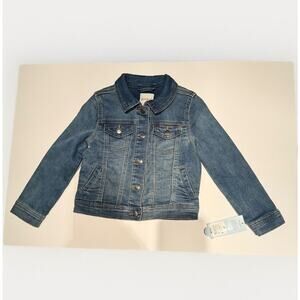 Cat & Jack Blue Denim Jacket Button Up Girls Size 4T Toddler Snap Closure